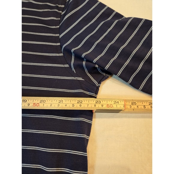 Peter Millar Polo Men's XL Dark Blue and White Stripes 100% Cotton Short Sleeves - Picture 4 of 9